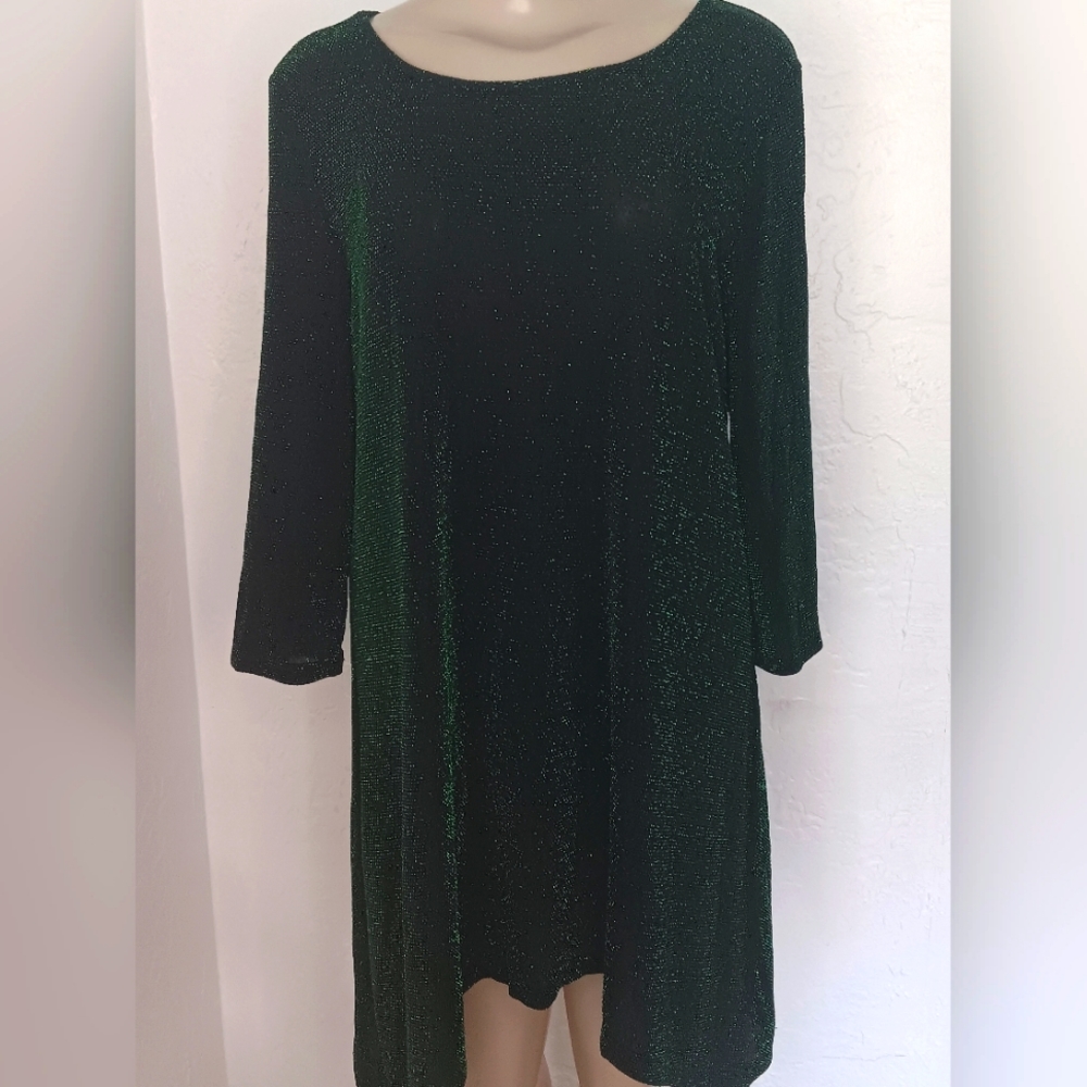 LBISSE Green Sparlke Tunic Top
